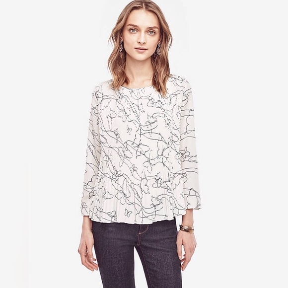 Ann Taylor Tops - NWOT Ann Taylor Pleated Butterfly Print Blouse